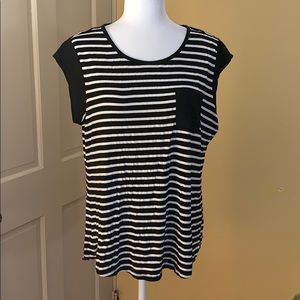 EUC Calvin Klein Black and White Striped Top
